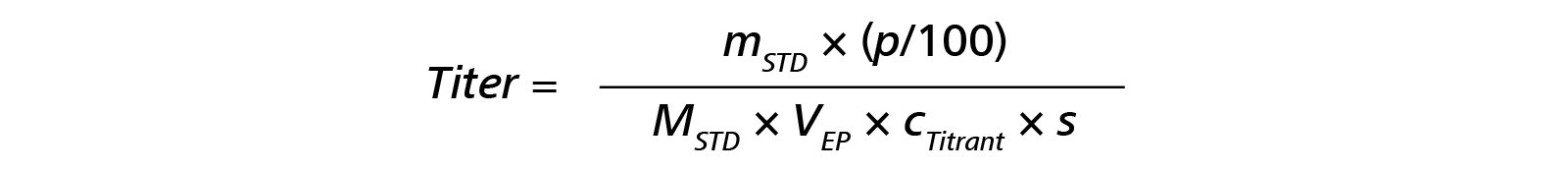 Titer calculation for solid, dry primary standard