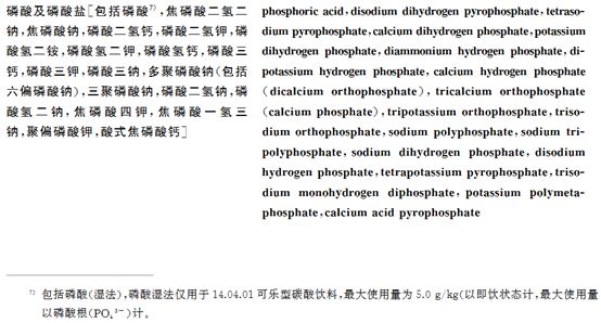 GB 2760-2024《食品安全国家标准 食品添加剂使用标准》中规定磷酸盐的含量限值也是1-5g/kg（以PO43-计）