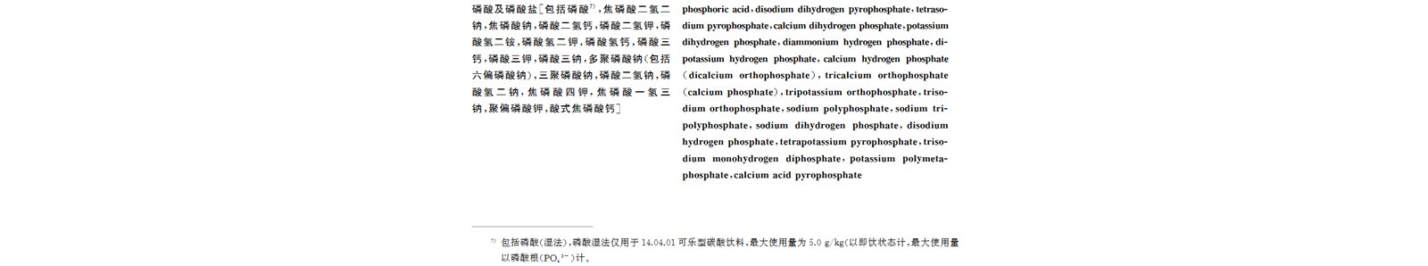 GB 2760-2024《食品安全国家标准 食品添加剂使用标准》中规定磷酸盐的含量限值也是1-5g/kg（以PO43-计）