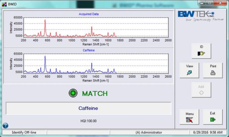 Screenshot of B&WTek software