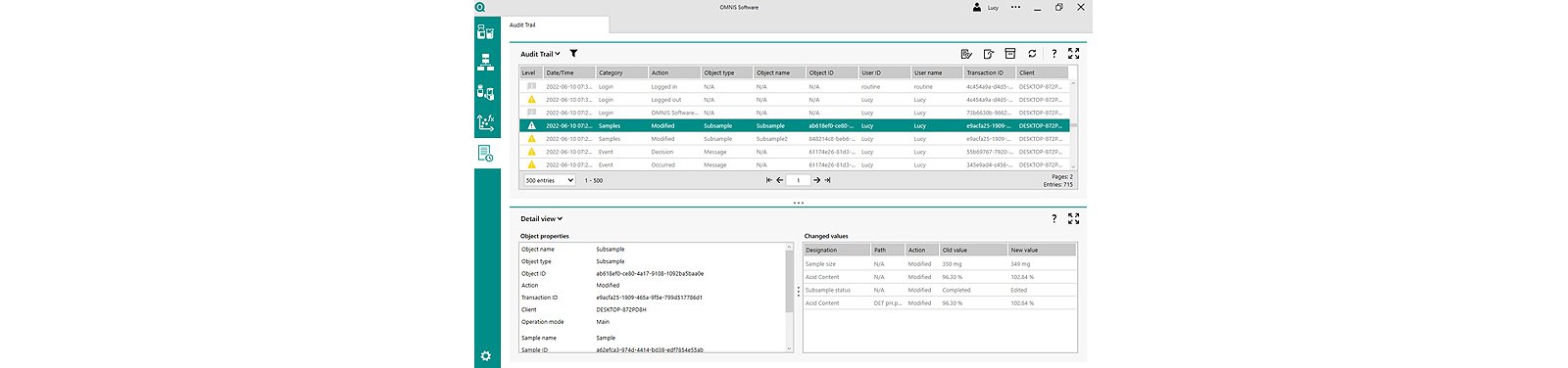 OMNIS Software audit trail, lab data management software for the regulated environment, 21 CFR Part 11