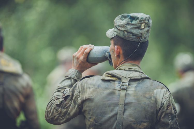 Soldier drinking water, water bottle, Defense and Security