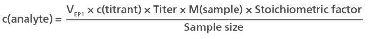 This equation allows the analyte concentration to be calculated during a titration.