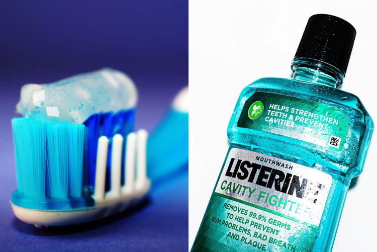Zahnpasta und Mundspülung dienen der Mundhygiene.