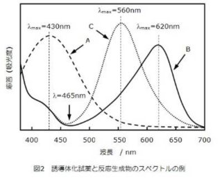 誘導体化試薬と反応生成物のスペクトルの例
