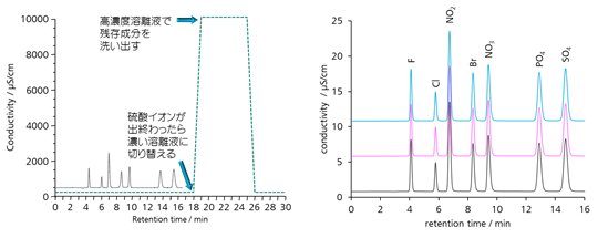 図4　Flush out法による溶出の遅い成分を含む試料の測定例