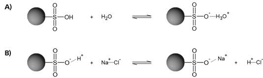 図7-1　スルホン酸型陽イオン交換樹脂における陽イオンの保持
